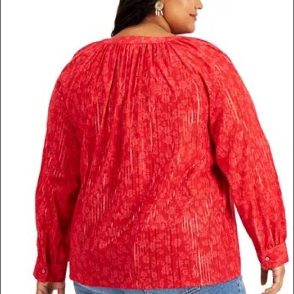 Style & Co Plus Size Metallic-Striped Top (Only Cream Left) - Picture 3 of 5